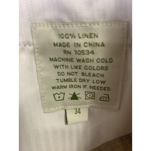 Orvis Pants Mens 34x29 Beige 100% Linen Baggy Straight Leg Lightweight Vacation - Picture 4 of 8